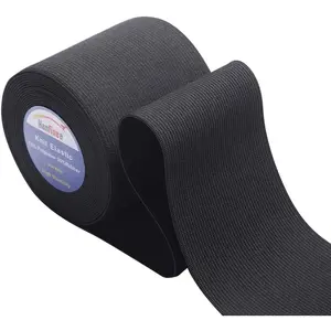 3 Inch Wide Sew on Elastic Band Knitted Elastic with Heavy Stretch for Sewing Crafts DIY,Waistband,Bedspread,Cuff (Black,5 Yards)