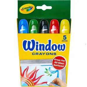 Crayola Washable Window Crayons - 5 Count | Window Markers for Kids, Glass Art Supplies, Multicolor Washable Crayons for Car & Home Decoration