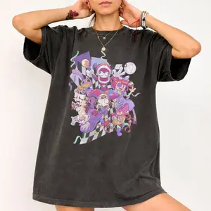 Comfort Colors Vintage The Amazing Digitall Circus Shirt, Tadc Pomni Jax Gangle Ragatha Tee, Caine Bubble Zooble T Shirt, Cartoon Fan The Last Act Apparel , Unisex Fitted Short Sleeve Tee, Classic Streetwear