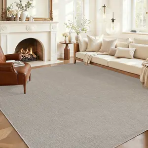Large Washable Rug 9x12 Modern Solid Rugs for Living Room Non Slip Woven Textured Bedroom Rug Ultra-Thin Non-Shedding Farmhouse Carpet Neutral Foldable Throw Rugs for Bedroom Office Taupe Camel 2*6ft(61*183cm)