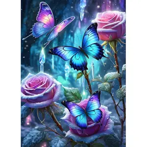 Butterfly  Painting Kits for Beginners Adults,5D DIY Roses  Art Kits,Round Full Drill Fantasy  Painting Art,DIY Painting by Numbers  Art Painting 12x16 inch