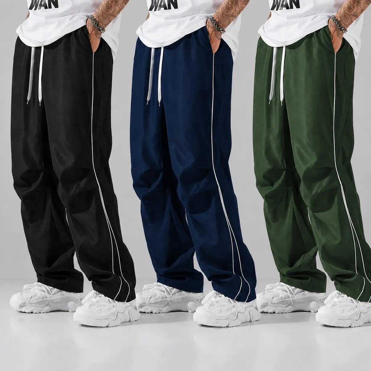 Black + Dark Blue + Army Green