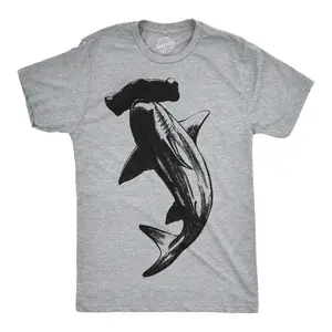 Mens Hammerhead Shark T Shirt Cool Aquatic Wildlife Graphic Tee Mens Funny T Shirts Cool Vintage Fashion T-Shirt Gift Classic Menswear Shark Apparel for Men Novelty Tees for Guys Light Grey
