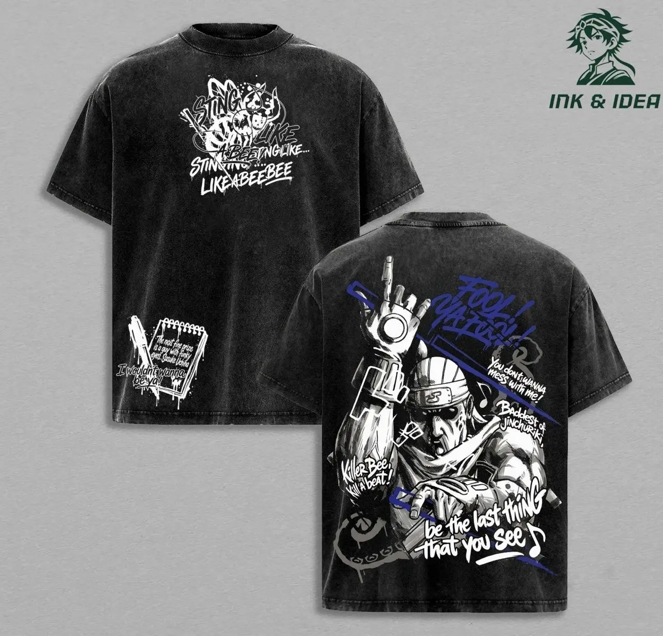 Killer Bee “Be The Last Thing You See” Anime Shirt, Eight Tails Jinchuriki Graphic Tee, Naruto Washed Oversized Streetwear CKP