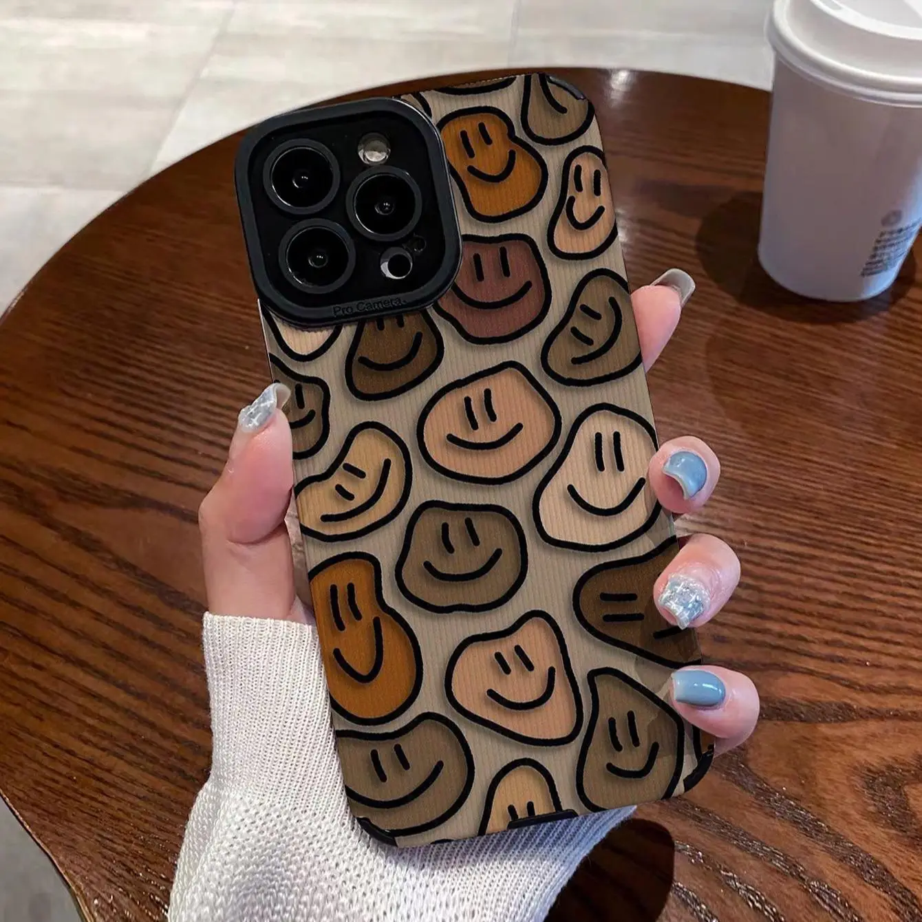 Colorful Smiling Face Pattern Phone Case, Shockproof Decorative Phone Protector Cover, All-inclusive TPU Phone Cases for iPhone X 11 12 13 14 Promax C