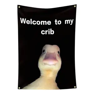 Welcome to My Crib Flag 2x3 Feet Fun Duck Flag-2026 Popular Party Photography Background Tape with 4 brass washers Suitable for Room Walls Tapestries University Dormitories Bedrooms Room Decorations Festivals Outdoor Activities and Gatherings