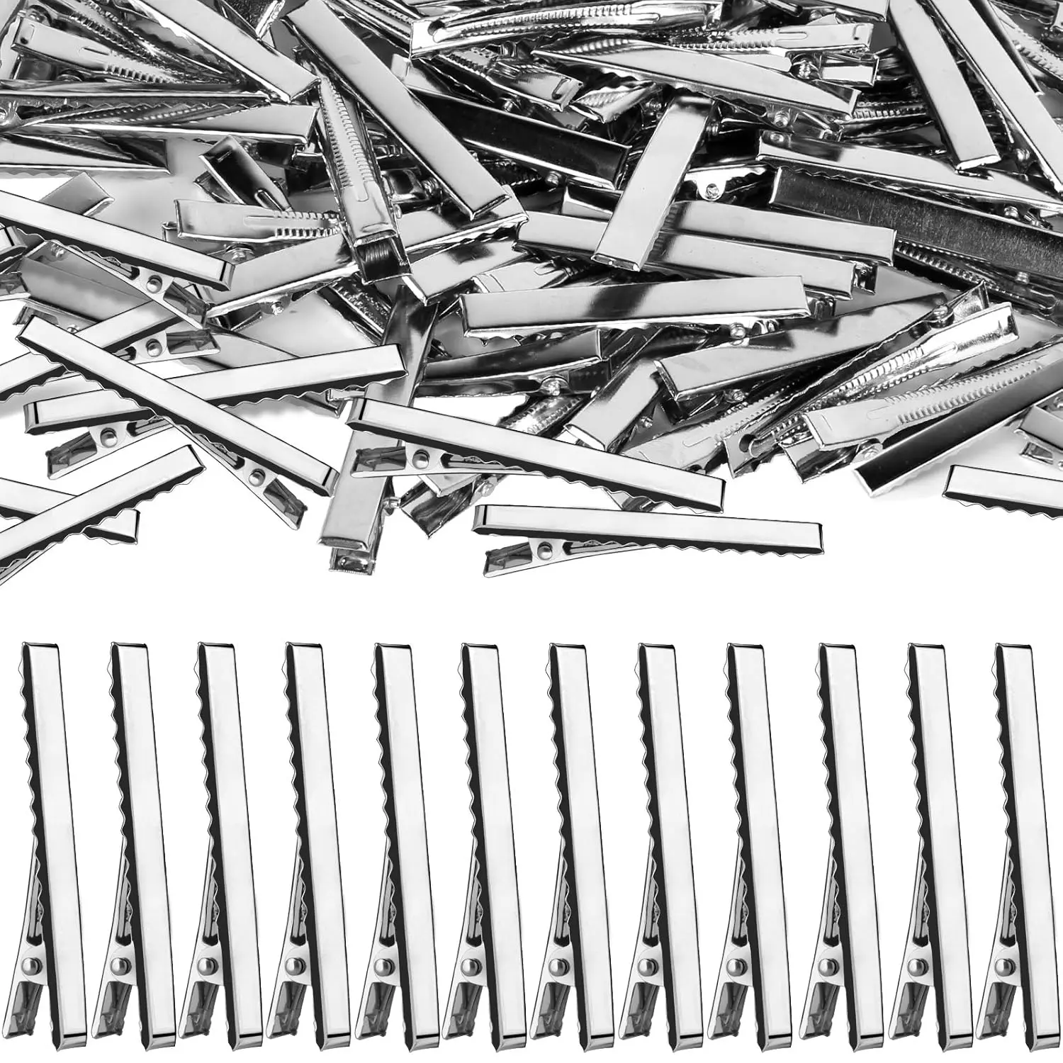 Set of 120 Alligator Hair Clips,  2.17 Inch Silver Hair Clips Single Prong Flat Metal Hair Bow Alligator Clips for Bows Making Crafts