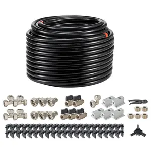 VEVOR Air Compressor Line Kit, 200FT x 3/4", HDPE-Aluminum Compressed Air Piping System, Leak-Proof & Easy-to-Install, Compressed Air Line Tubing Kit for Garages Workshops, Black