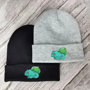 Pocket Monster Bulbasaur Embroidered Beanies, Bulbasaur Embroidered Beanies, Warm Hats, Best Gifts