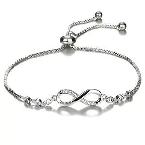 New fashion silver diamond infinity blue heart bracelet classic eternal lucky 8-character inlaid zircon pull-out bracelet jewelry female exquisite eight-character eternal bracelet holiday birthday gift