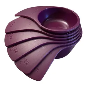 Magenta Measuring Cups and Spoons Set of 6 Ergonomic Design Dishwasher Safe with Pouring Spouts on Both Sides Compact Fit for Kitchen