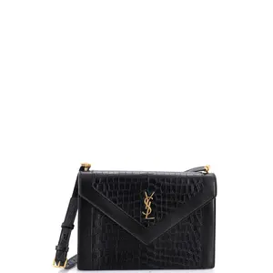 Pre-owned Yves Saint Laurent Leather Shoulder Bags Saint Laurent Gaby Envelope Satchel Crocodile Embossed by Rebag