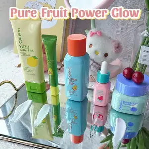 QUIYUM 5pcs Fruit Fresh Collection Facial Skincare Set, Facial Cleanser , Citrus VC Toner , Watermelon Niacinamide  erum , Avocado Retinol Eye Cream, Blueberry Hyaluronic Acid Moisturizer