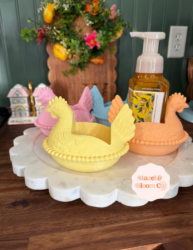 Hen on Nest Soap Holder for Foaming Soap Cottagecore Farmhouse Decor