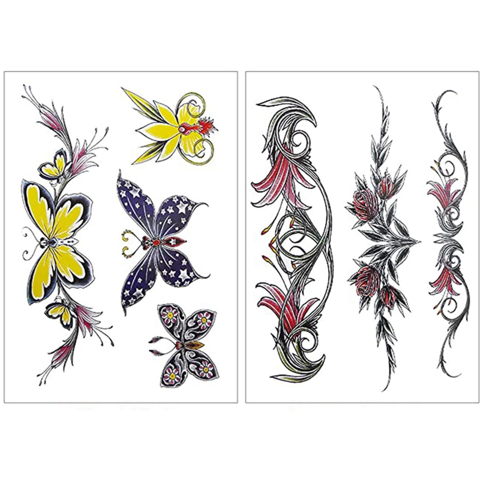 Rechal 8 Sheets Belly Tattoos Stickers Temporary Fun Waist Cover Scar Female Tattoo Waterproof for Female Women and Girls