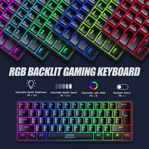 abucow Gaming Keyboard Minimalist Portable Wired Ultra-Compact Mini Imitation 61 Keys RGB Backlit Keyboard