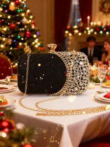 New Women's Evening Bag, Chain Shoulder Clutch, Small Square Handbag, Perfect for Weddings Parties Mother's Day Birthday Gifts