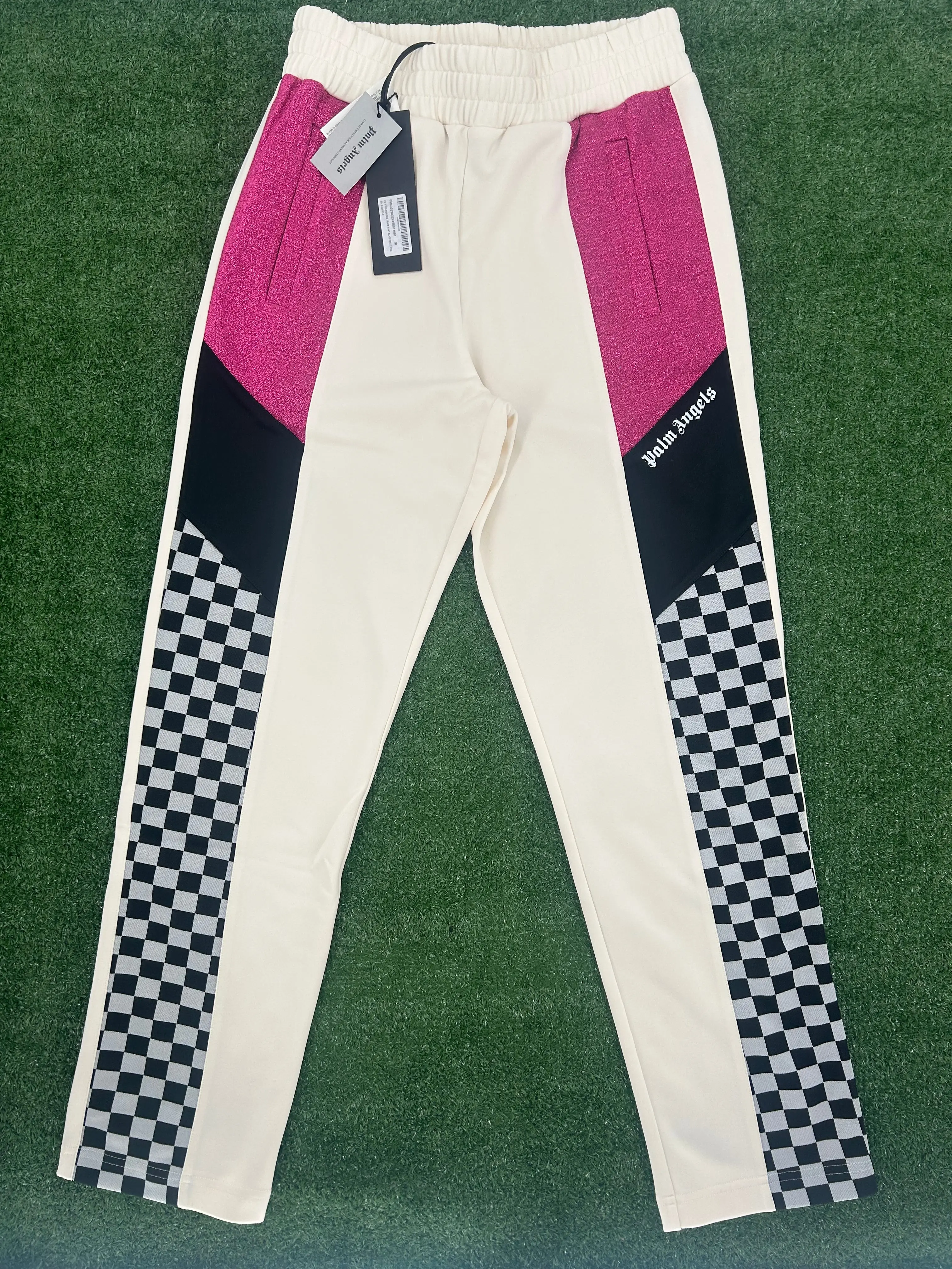 Palm Angels Colorblock Track Pant White & Fuchsia Small Brand New