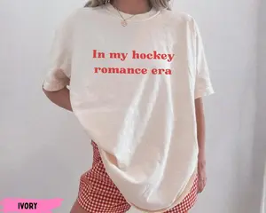In My Era of Hockey Romance T-shirt, Off Campus Fan T-shirt, Hockey Romance Reader T-shirt, BookTok Romance T-shirt, Simple Style, Easy Care, Machine Wash Safe