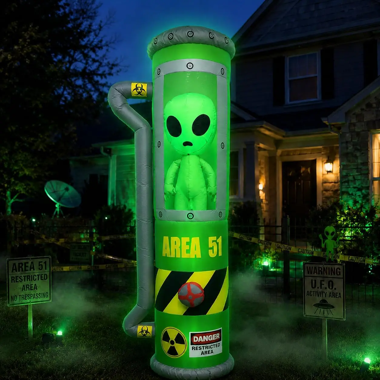 8FT Halloween Inflatable Outdoor Decoration, Alien Blow-Up Decor with Built-in LED Lights for Home Yd, Garden Lawn Use