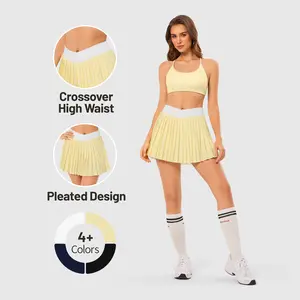 Inno Mint Crossover High Waisted Tennis Skort with Pockets - 2-in-1 Pleated Skirt for Golf, Running, Workout & Daily Wear
