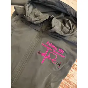 Monogrammed Nurse Full Zippered Jacket|Lightweight Jacket|Personalized Nurse Polyester Jacket | Personalized Ladies Nurse| Heart Stethoscope