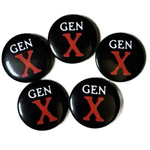 GenX Buttons -5 Pack- Red X- Generation X 1 1/2” Buttons for Stylish Outfits and Unique Accessories