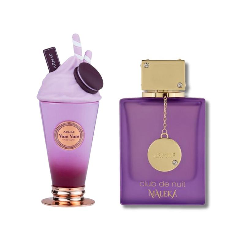 Armaf Yum Yum & Club De Nuit Maleka Eau De Parfum 2-Pack Set for Women | Sweet Gourmand & Elegant Floral Perfume Duo | Long-Lasting Fragrances – 3.4 oz Each