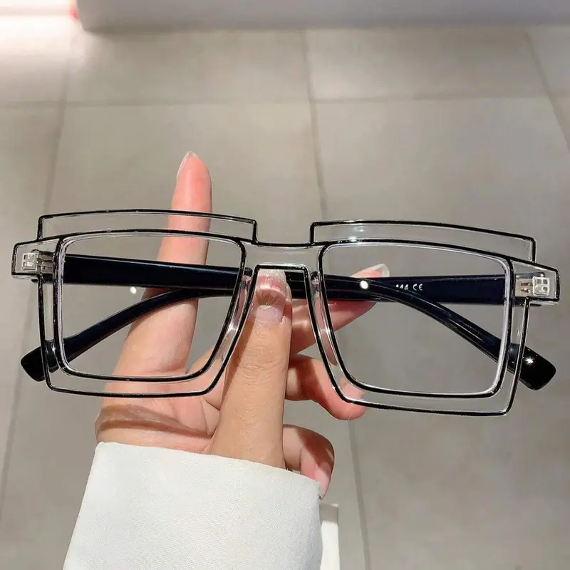 Unisex Fashionable Large Square Frame Eyeglasses, Trendy Casual Eyeglasses for Women & Men, Fashion Eyeglasses for Work, Daily Clothing Decor, for Student Daily Use, Stylish Square Frames, Square Eyed Glasses, Square Frame Eyewear