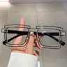 Unisex Fashionable Large Square Frame Eyeglasses, Trendy Casual Eyeglasses for Women & Men, Fashion Eyeglasses for Work, Daily Clothing Decor, for Student Daily Use, Stylish Square Frames, Square Eyed Glasses, Square Frame Eyewear