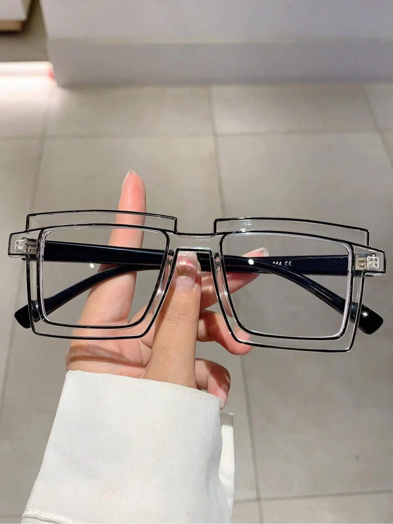 Unisex Fashionable Large Square Frame Eyeglasses, Trendy Casual Eyeglasses for Women & Men, Fashion Eyeglasses for Work, Daily Clothing Decor, for Stu