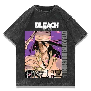 valentine shirts Anime Tshirts Men Women BleachRotten wood is white Printed Acid T-Shirt Cotton Graphic Punk Harajuku Tees Men's Clothing