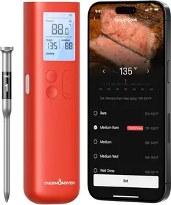 Thermomaven Smart Bluetooth Wireless Meat Thermometer, 10X Enhanced Sub-1G Signal and Stability, Standalone Display Base, Certified Accuracy ±0.5°F, Wifi Unlimited Range for BBQ, Oven, Smoker, Grill ThermoMaven