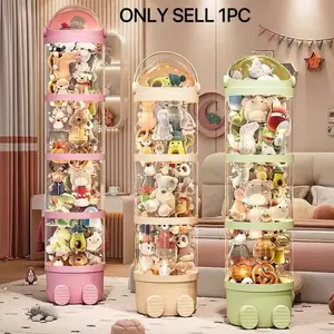 Transparent Round Jewelry Storage Box, Plastic Box Organizer, Multi-Functional Flip-Top Organizer, Ideal for Plush Toys and Dolls, Perfect for Halloween and Christmas