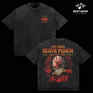 The Way Of The Fist Anniversary Five Finger Death Punch T-Shirt Washed Retro 5FDP Metal Heavyweight Cotton Tee Babymetal Unisex Oversized Rock Band Graphic Shirt, Rock Music Lover Merch, Vintage Band Shirts