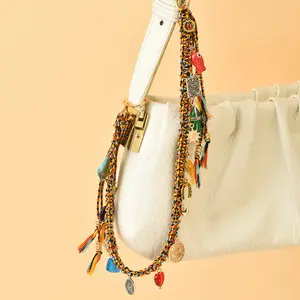 1-Piece Stylish Geometric Heart Pendant Woven Keychain/Bag Ornament  Perfect Christmas and Halloween Gift, Stylish Accessory, Holiday Gift, High-Quality Pendant, Ideal for Fashion Lovers