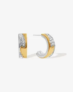 Two-Tone Crystal Huggie Hoops