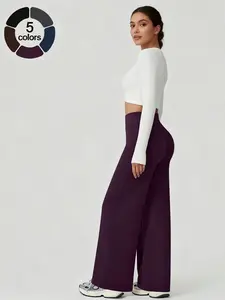 Women's High-Waisted Nylon Flare Pants, Butt Lifting Quick-Dry Comfortable Wide Leggings, Fitness Trousers, Workout Pants, Ideal for Fitness and Outdoor Sports High Waist Stretchy