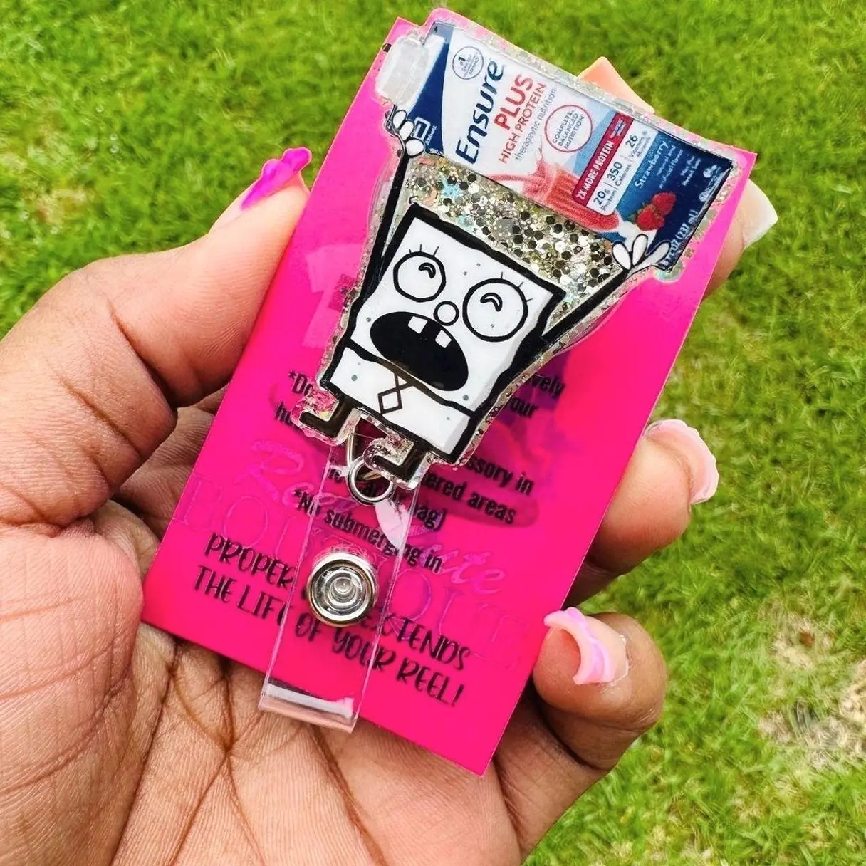 Dietary Me Hoy Minoy Nutrition Hospital ID Healthcare Worker  Acrylic Badge Clip Nurse Badge Reel DoodleBob