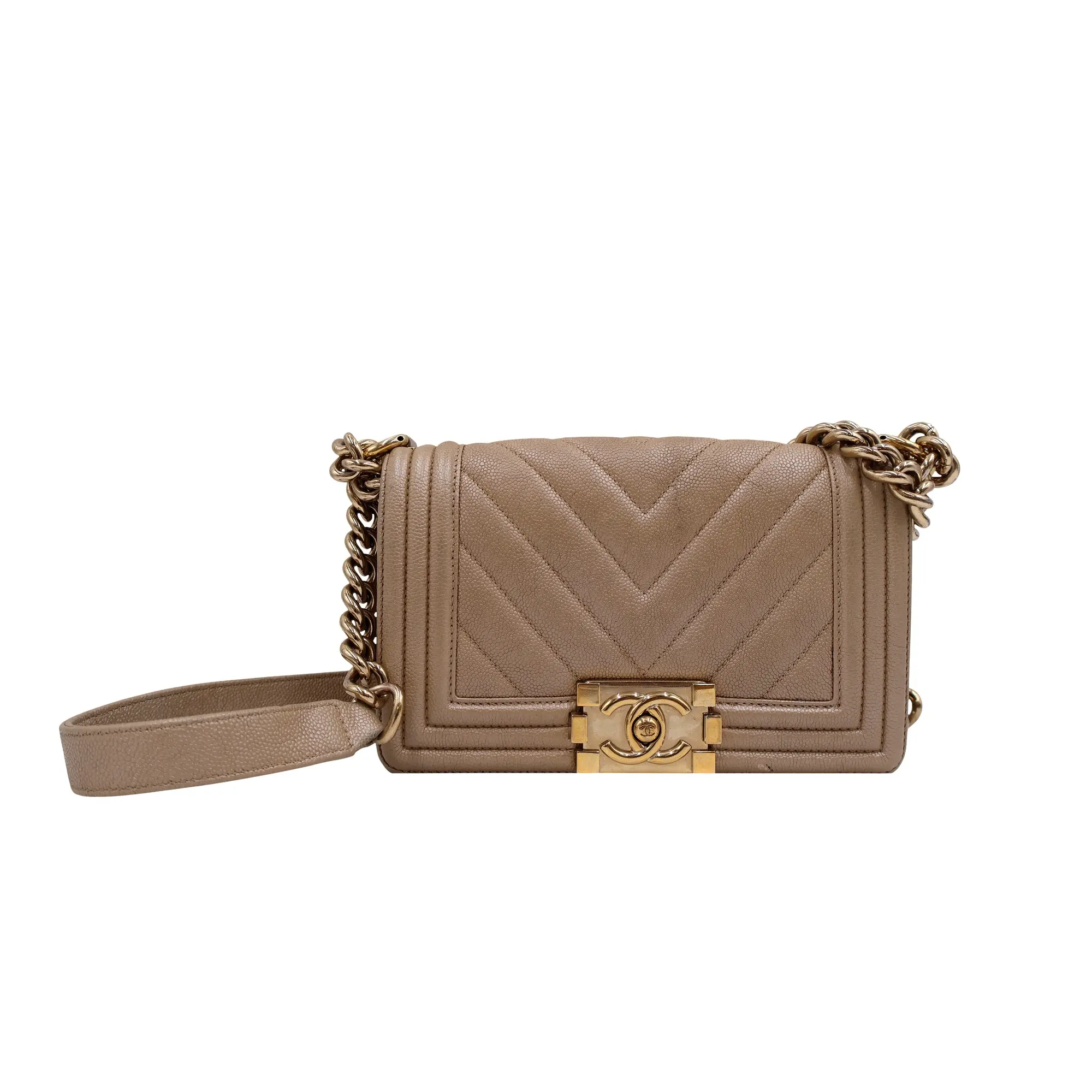 Pre-owned CHANEL caviar leather Shoulder bags Chevron Boy Shoulder Bag (JM1455)