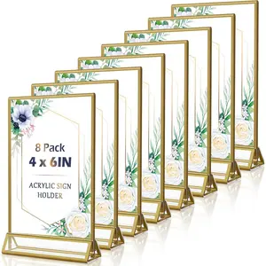 4x6  Sign Holders 8 Pack  Table Number Holder for Wedding Picture Frame Double Sided Table Menu Stands with Vertical Stand, Photos and Art Display