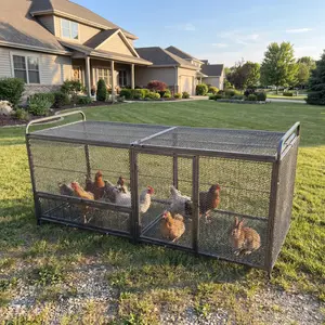 63*24*29.92 Inch Black‑Silver Galvanized Metal Chicken Coop Run, Thickened Encrypted Mesh Poultry Breeding Cage for 8‑15 Chickens, Ducks & Rabbits Outdoor Use