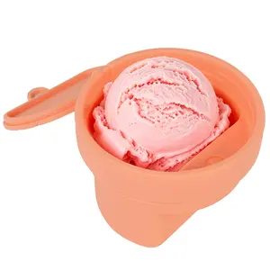 SUSTEAS 6.52oz Silicone Ice Cream Cup – with Lid & Scoop, Fits 10cm Thermos, Leakproof, Easy Clean – Reusable
