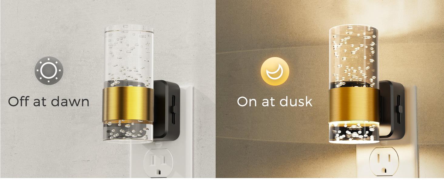 ISUNMEA LED Night Light,Dimmable Night Lights Plug into Wall, 2 Pack Acrylic Nightlight with 0-100 LM Adjustable Brightness, 3000K Plug in Night Light with Dusk to Dawn Sensor, for Bathroom Hallway
