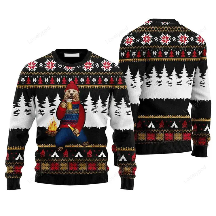 Bear Campfire Sweater, Ugly Christmas Sweater For Men & Women, Perfect Outfit For Christmas New Year
