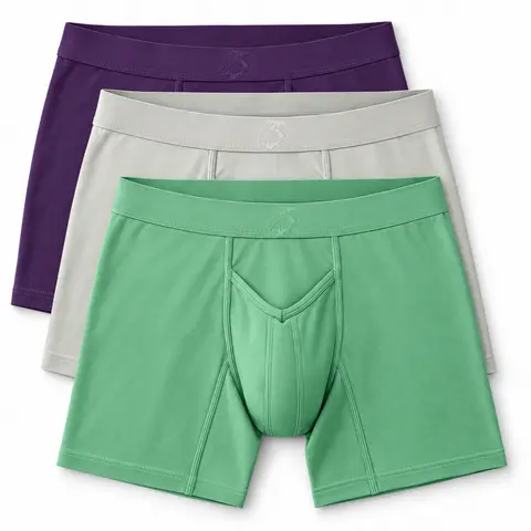 Brushed Nylon 7in Boxer Briefs V-Fly 3pk Black Plum/Sagebrush/Sterling
