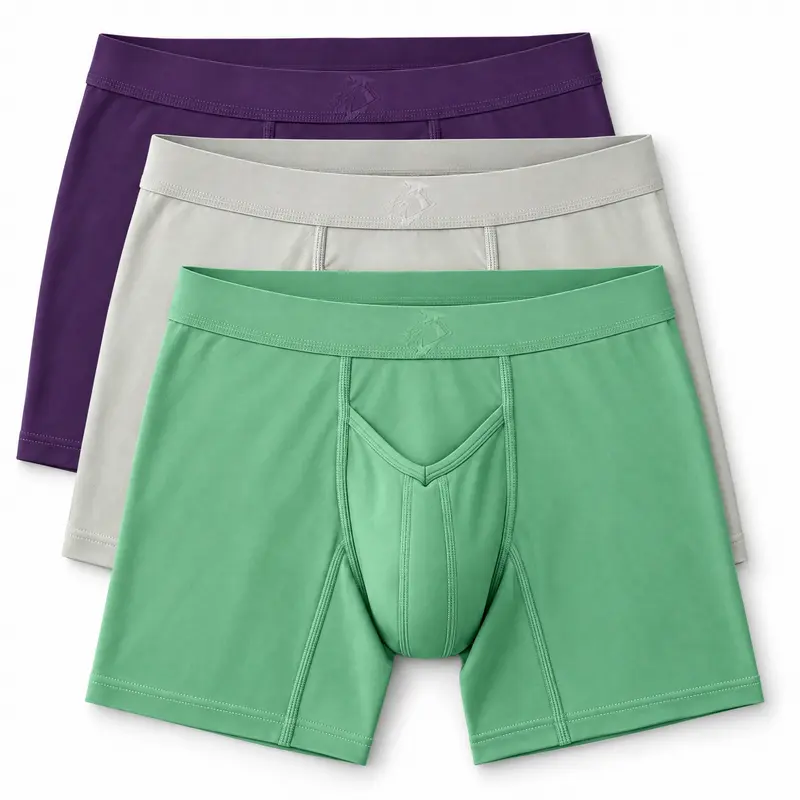 Brushed Nylon 7in Boxer Briefs V-Fly 3pk Black Plum/Sagebrush/Sterling