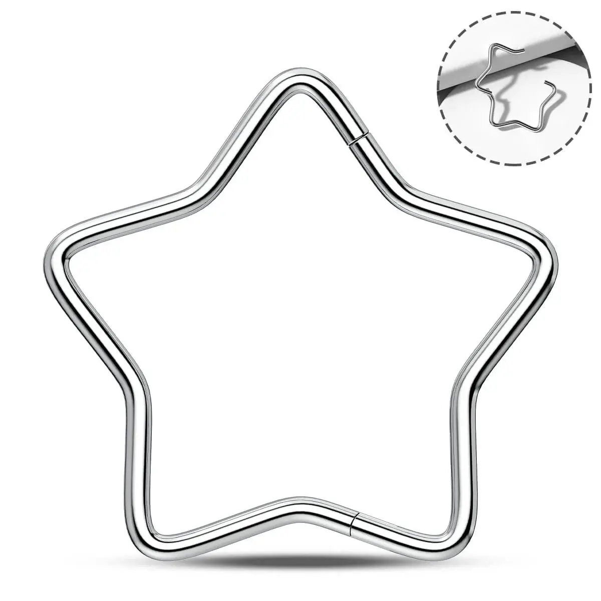 OUFER Titanium Star Hinged Segment Nose Ring Cartilage Piercing