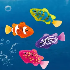 【4pcs/set】Electronic Pet Fish Bath Toy,  Induction Activated LED Light Up Swimming Fish, Waterproof Interactive Robot Clown Fish Toy with Slow Swaying Movement for Baby Toddlers Bath Time