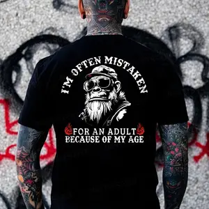 Monkeysober 100% Cotton Men's Suitable For All Seasons I'm Offen Mistaken For An Adult Because Of My Age Funny Monkey T-shirt
